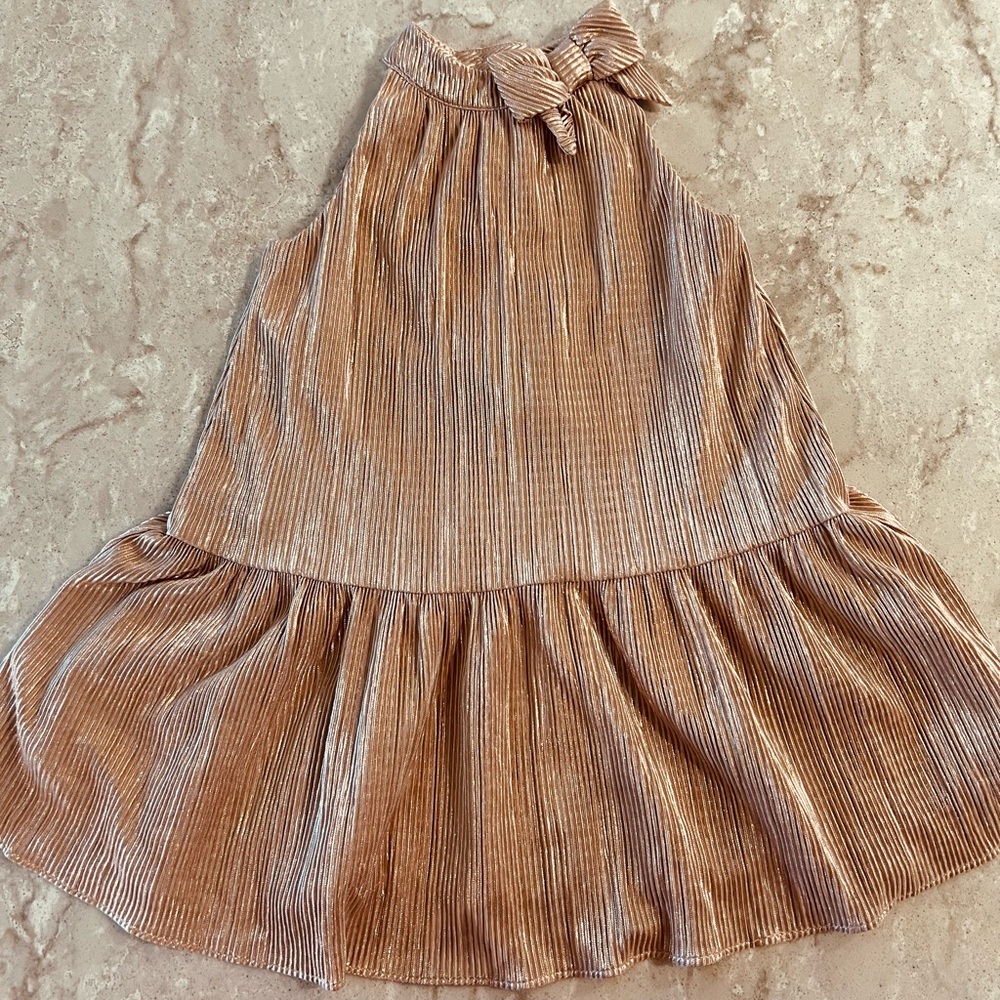 Janie and Jack - accordion pleated, metallic rose-gold dress